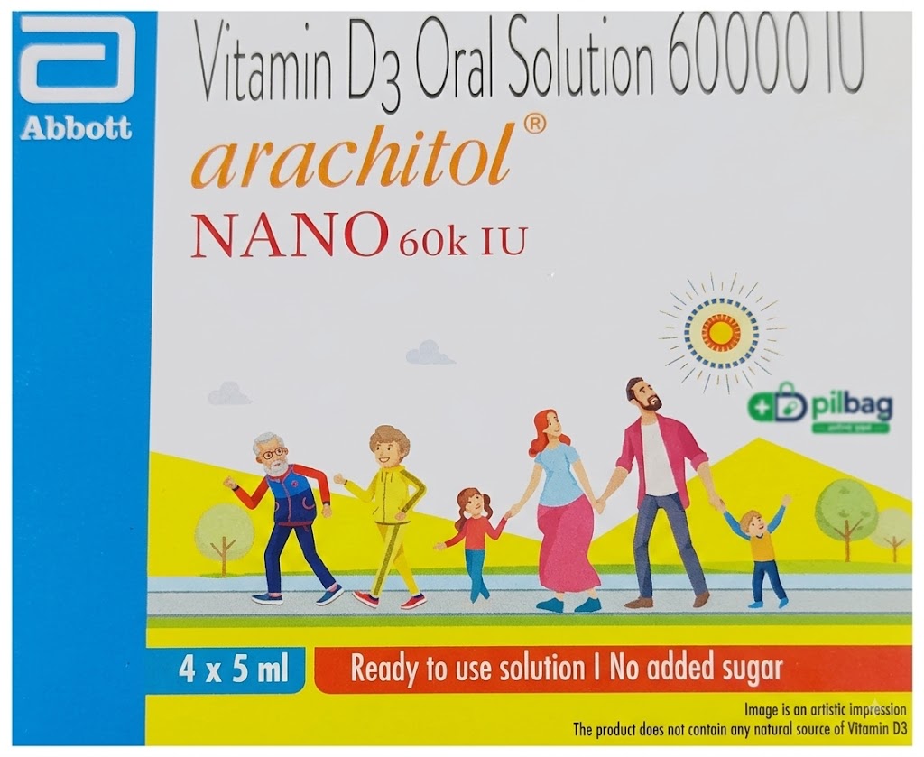Arachitol Nano Bottle 60K IU Vitamin D3 Oral Solution (5ml each) | Bone, Joint and Muscle Care